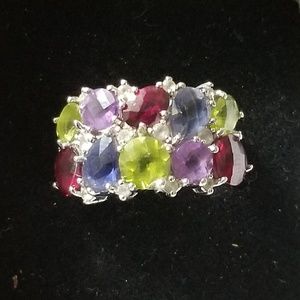 Multi Genuine Natural Gemstone Ring